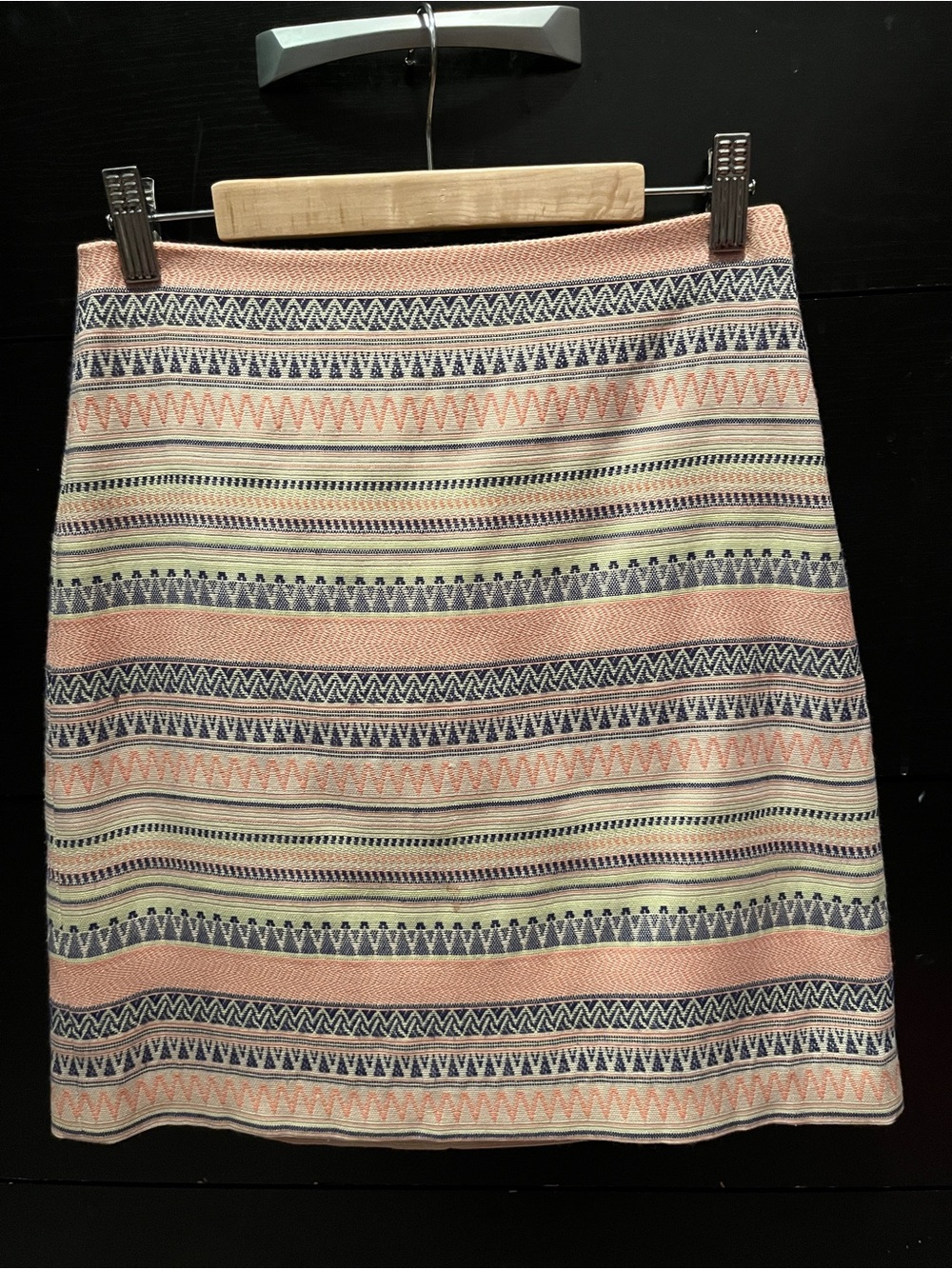 LOFT Peach, Navy & Cream Striped Knit Mini Skirt